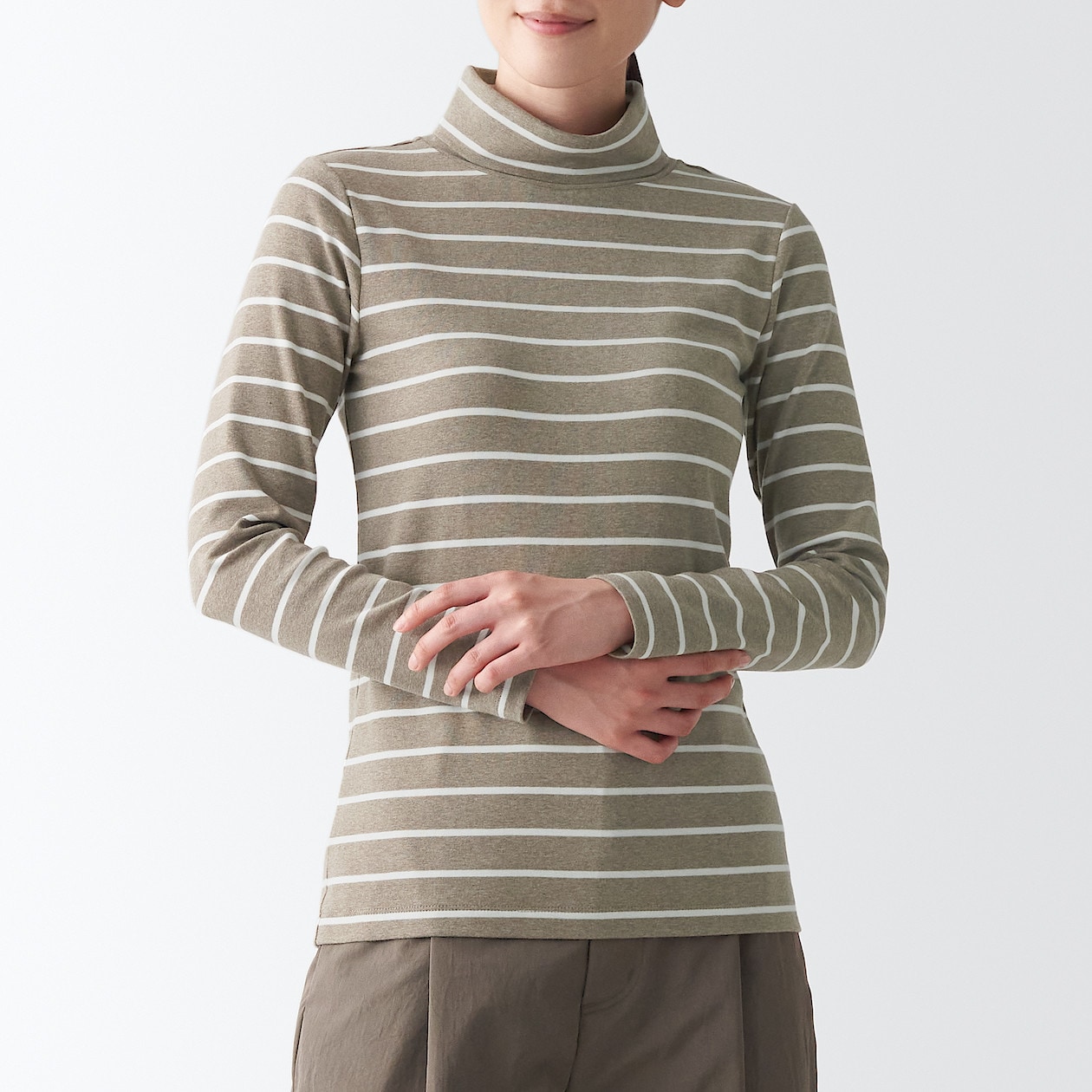 ストレッチフライス編みタートルネックtシャツ 婦人xs オフ白ストライプ Tシャツ カットソー 長袖 婦人 レディース 通販 無印良品 ストレッチフライス編みタートルネックtシャツ 婦人xs オフ白ストライプ Tシャツ カットソー 長袖 婦人 レディース 通販 無印良品