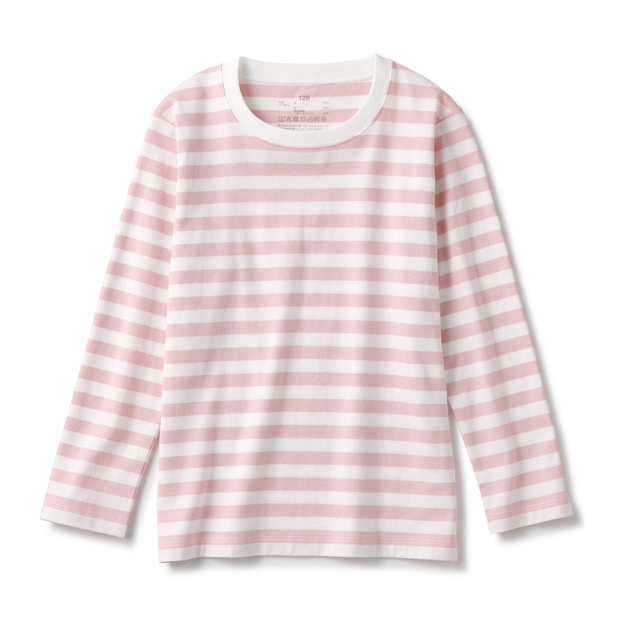 天竺編み長袖ｔシャツ キッズ キッズ１１０ ピンクボーダー キッズトップス 通販 無印良品