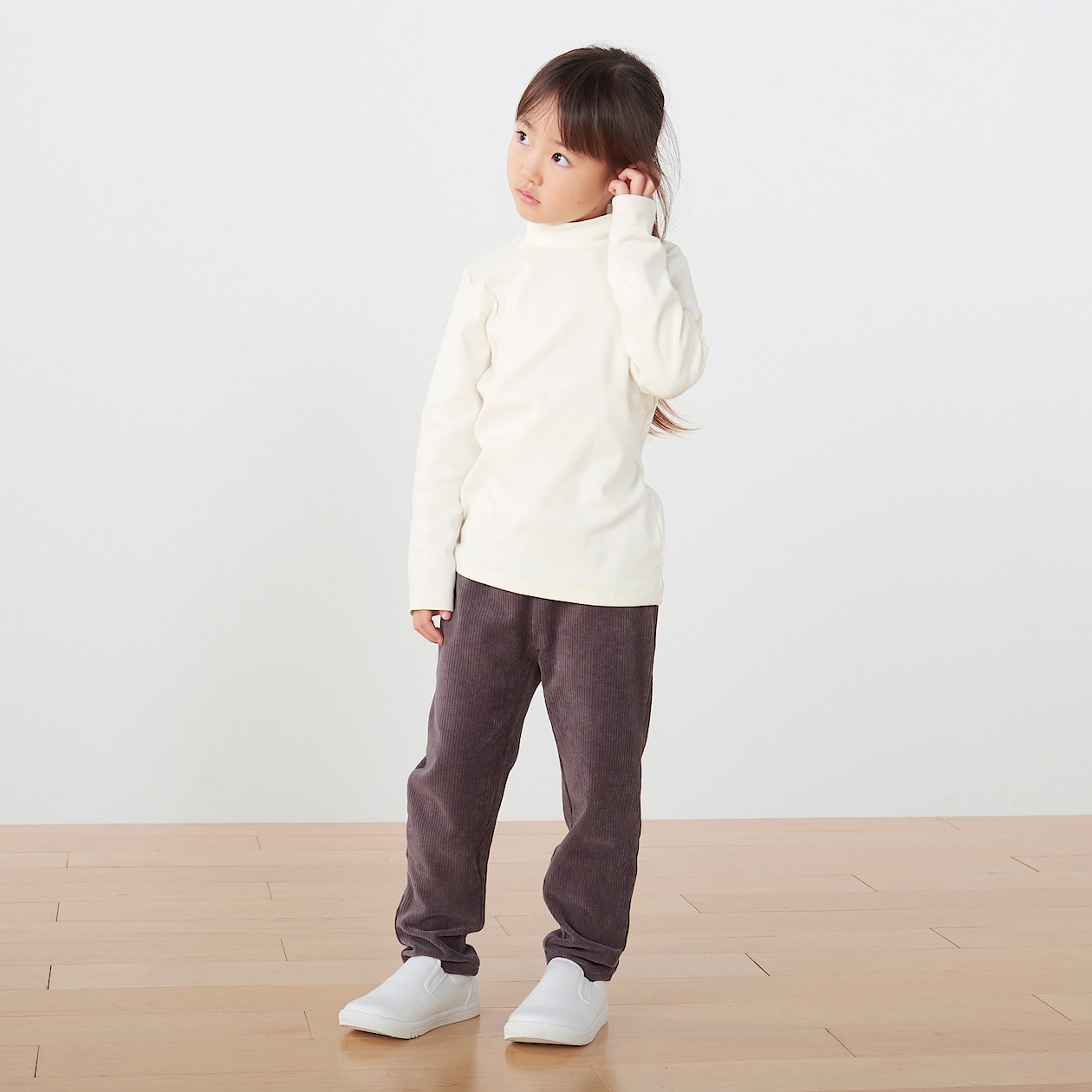 起毛 フライス編みハイネック長袖ｔシャツ キッズ キッズ１２０ オフ白 こども服 キッズトップス 110 150cm 通販 無印良品