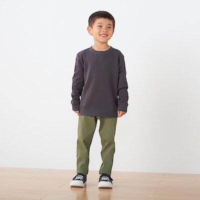 らくらく動けるテーパードパンツ キッズ キッズ１５０ カーキグリーン キッズボトムス 通販 無印良品