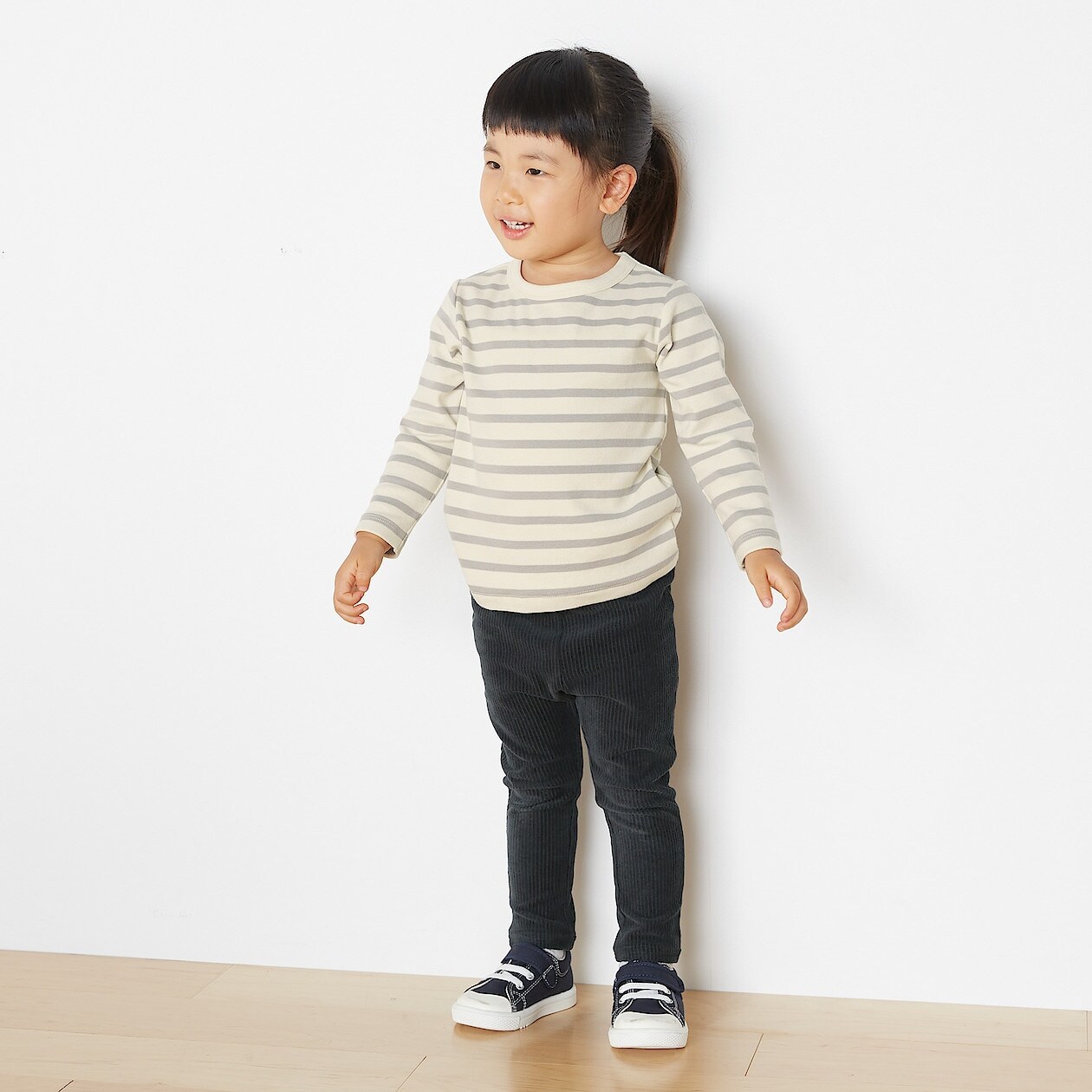 起毛 フライス編み長袖ｔシャツ ベビー ベビー８０ ライトグレーボーダー こども服 ベビー服 ベビートップス 80 110 通販 無印良品