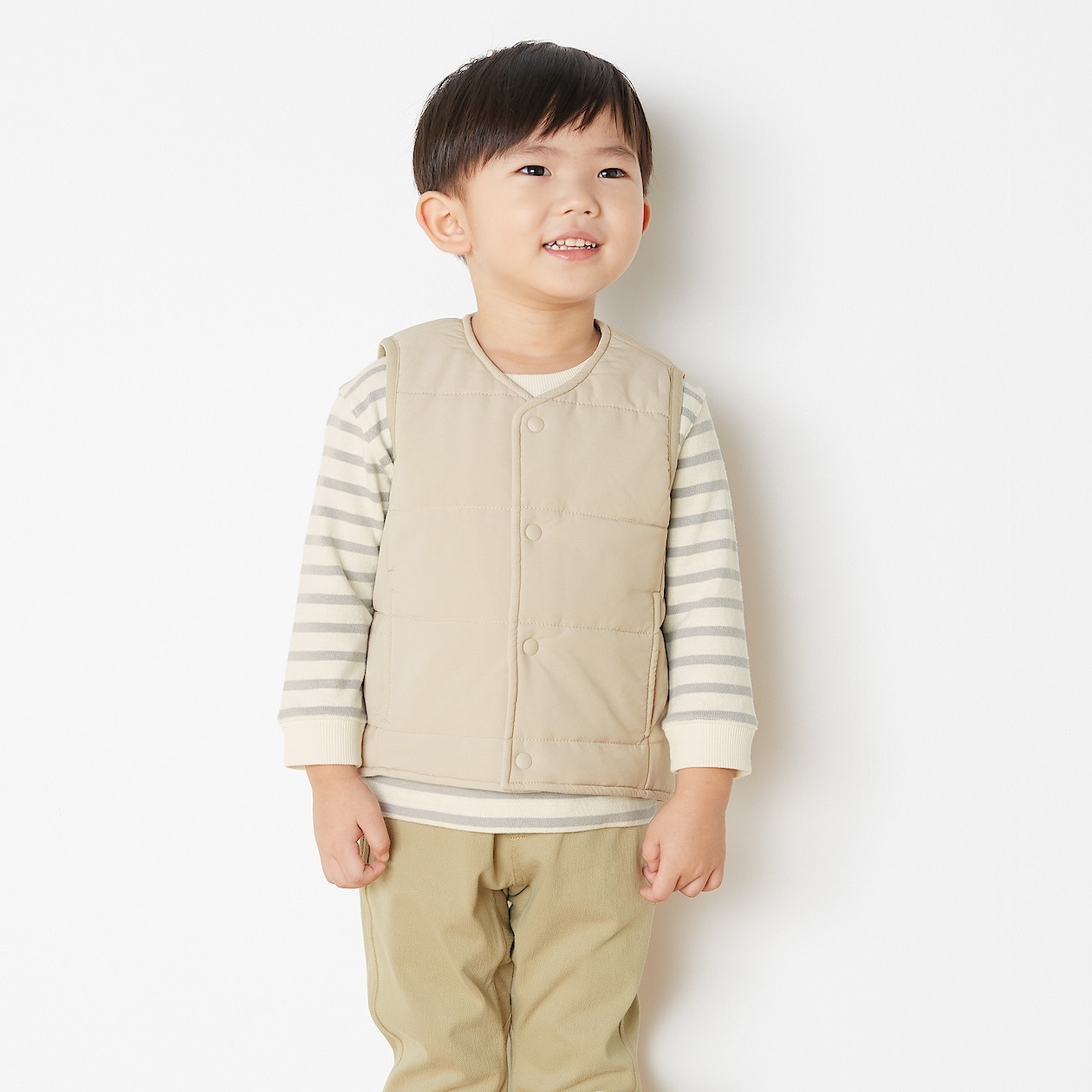 洗える中わたストレッチベスト ベビー ベビー８０ ライトベージュ ベビートップス 通販 無印良品