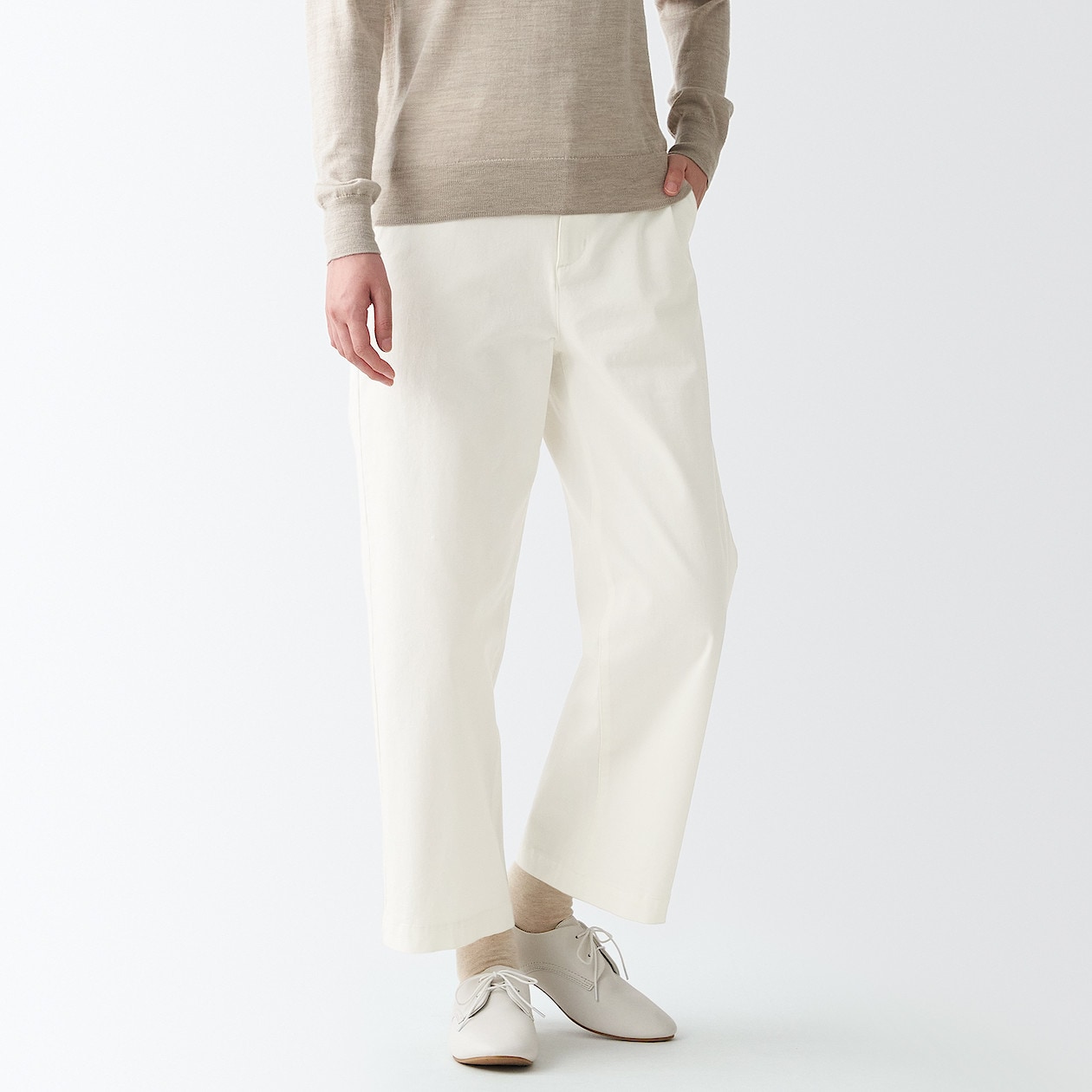 縦横ストレッチチノワイドパンツ 婦人ｍ オフ白 パンツ 婦人 レディース 通販 無印良品