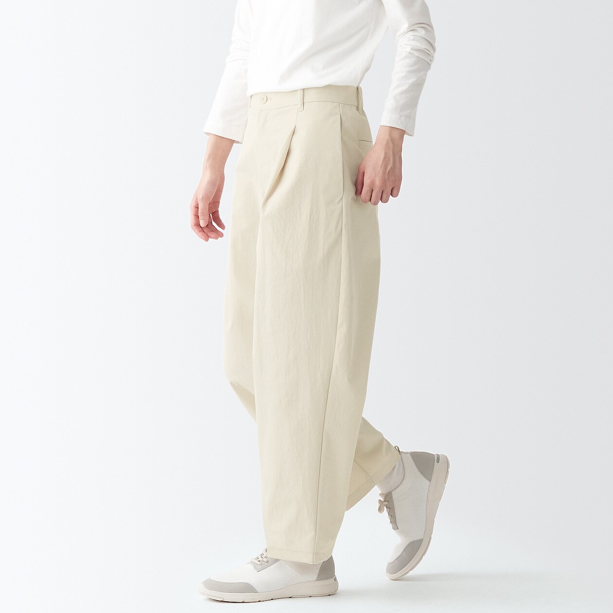 撥水ストレッチチノタックワイドパンツ 婦人ｍ アイボリー パンツ 婦人 レディース 通販 無印良品