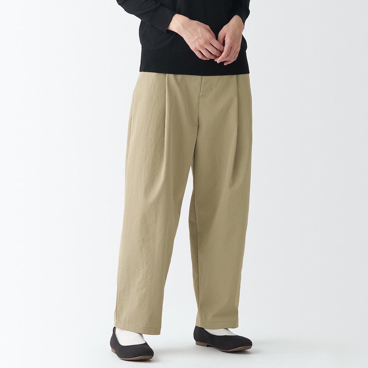 撥水ストレッチチノタックワイドパンツ 婦人ｍ ライトベージュ パンツ 婦人 レディース 通販 無印良品