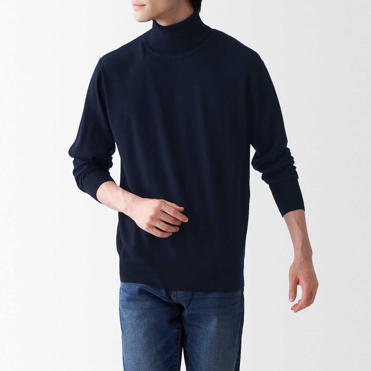 首のチクチクを抑えた天竺タートルネック洗えるセーター 紳士ｓ ネイビー セーター ニット 紳士 メンズ 通販 無印良品