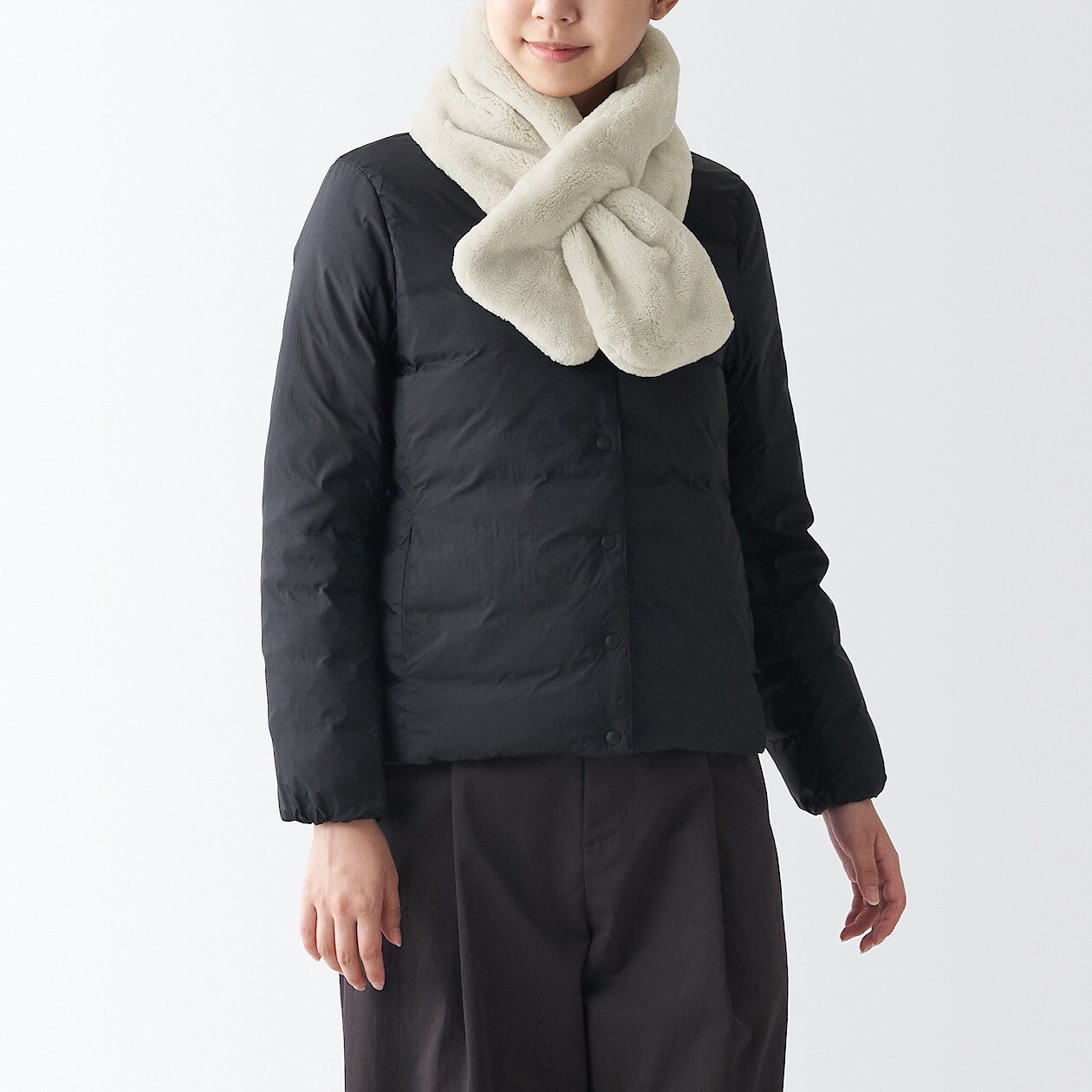 あたたかファイバー巻く毛布 マフラー ９２ １４ｃｍ グレーベージュ ストール マフラー 通販 無印良品