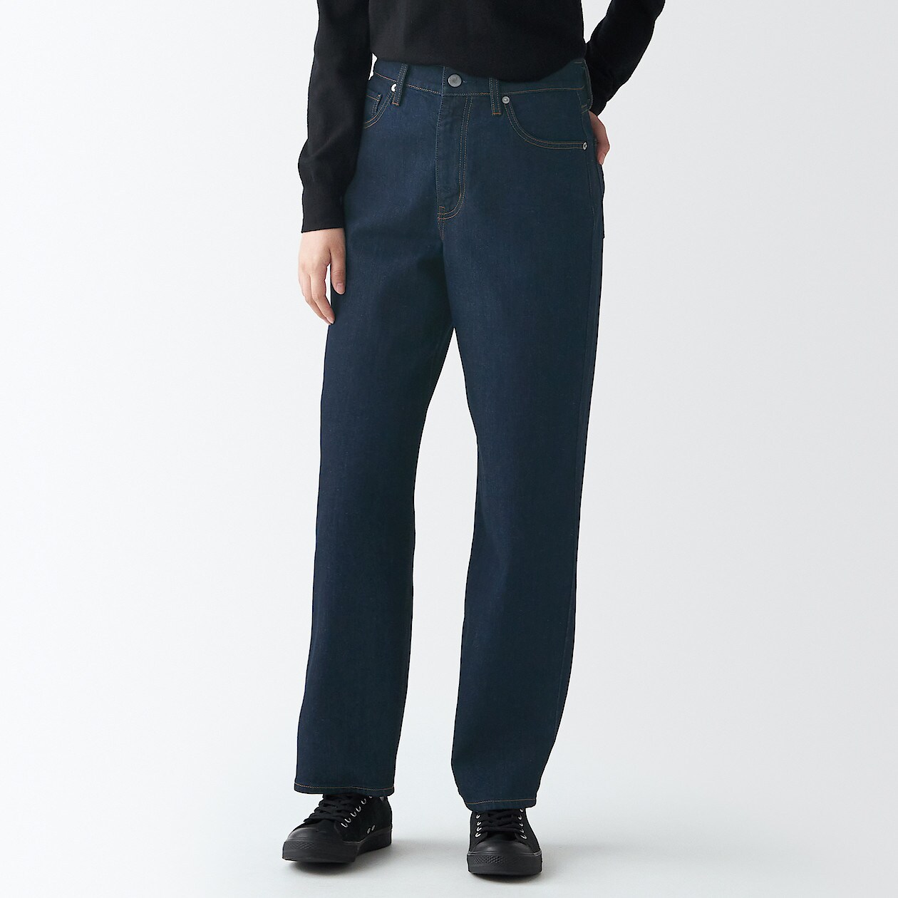 ストレッチデニムリラックスワイドパンツ 婦人２４ ６１ｃｍ ダークネイビー パンツ 婦人 レディース 通販 無印良品