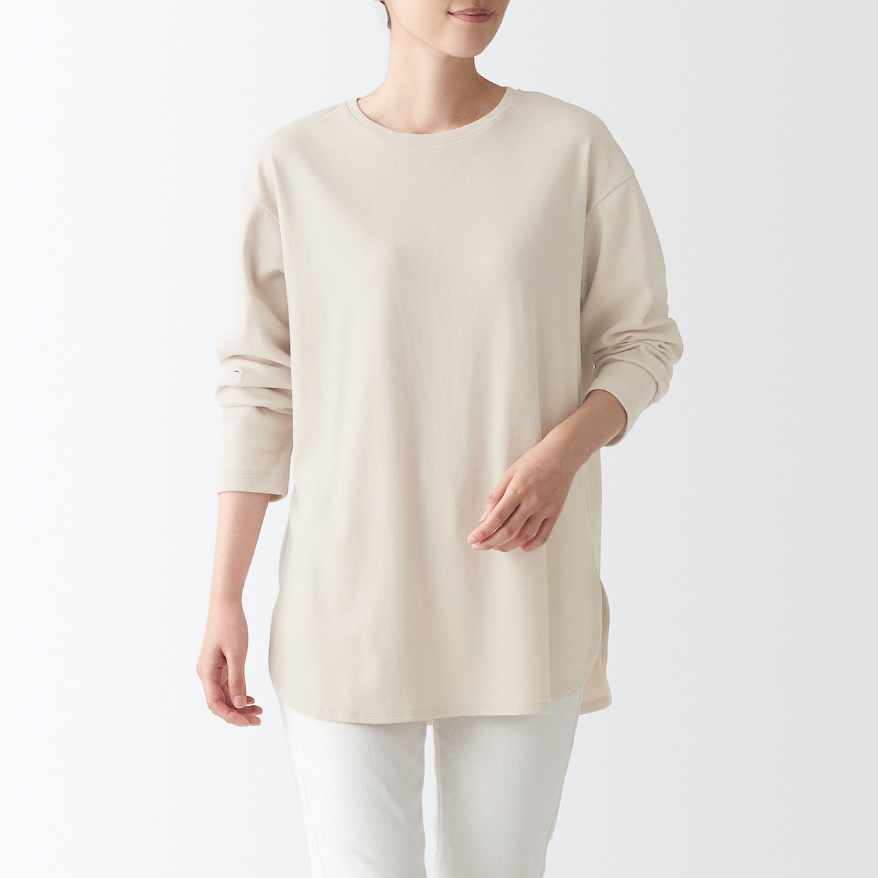 スムース編みロング丈長袖ｔシャツ ｍ ｌ サンドベージュ ｔシャツ カットソー 長袖 七分袖 婦人 レディース 通販 無印良品