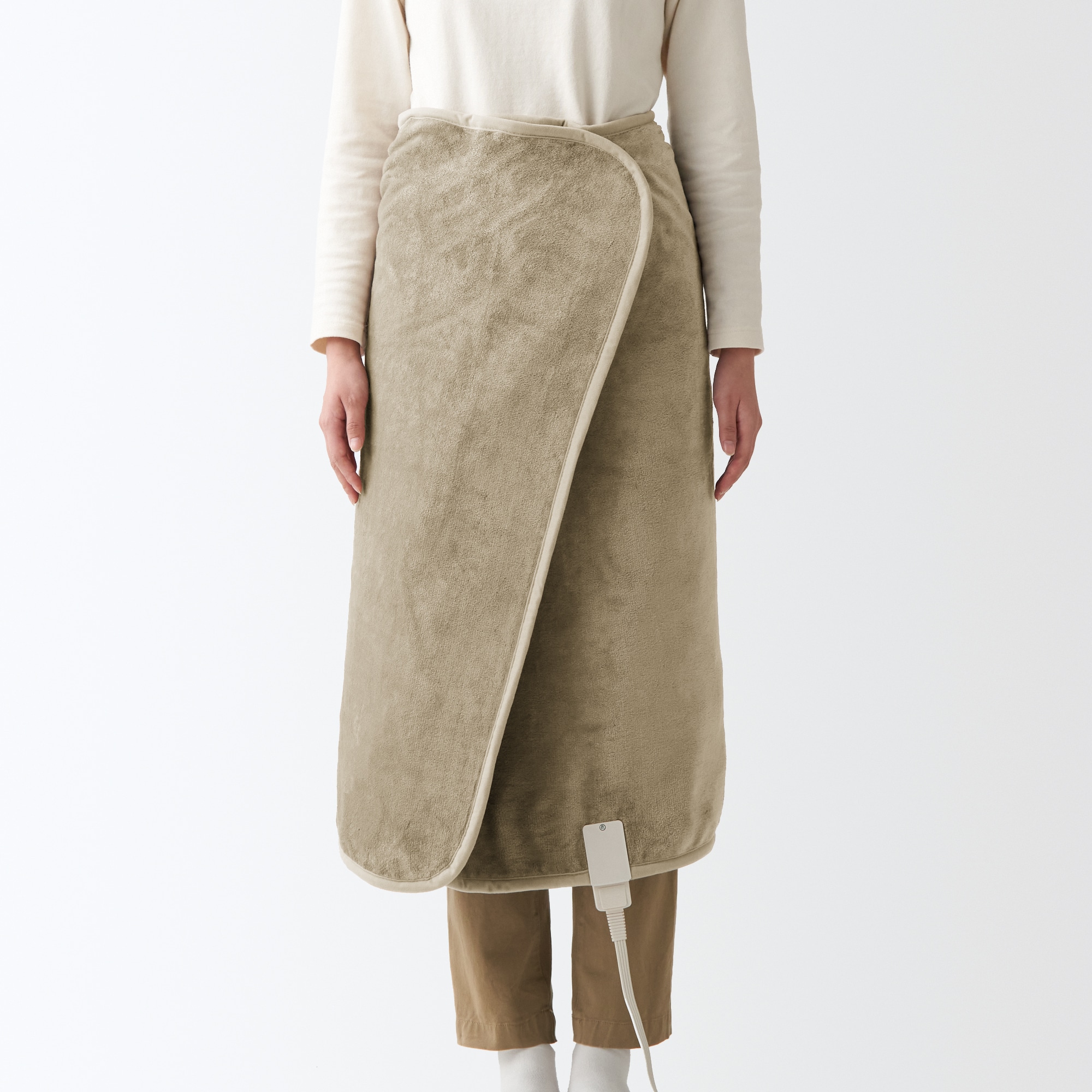 羽織れる電気ひざ掛け　ライトブラウン