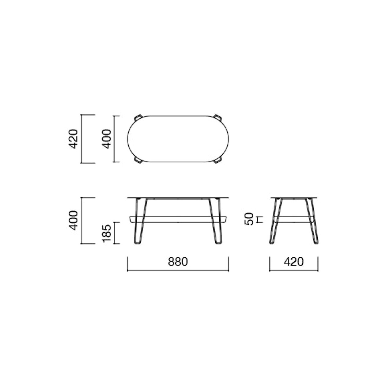 [IDEE]WALLABY LOW TABLE OVAL BLACK 無印良品
