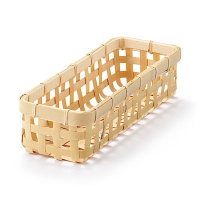 竹材　編みかご　約幅１０×奥行２８×高さ６ｃｍ