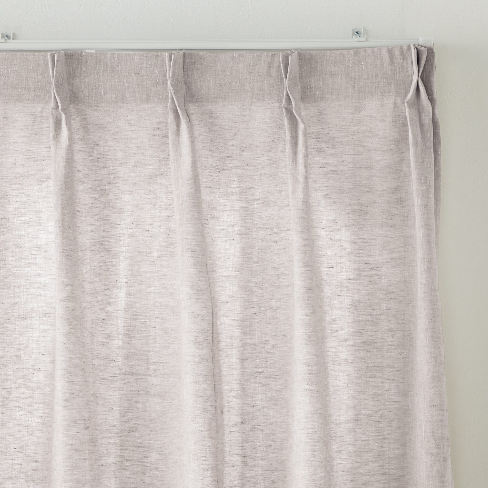麻平織プリーツカーテン／オフ白