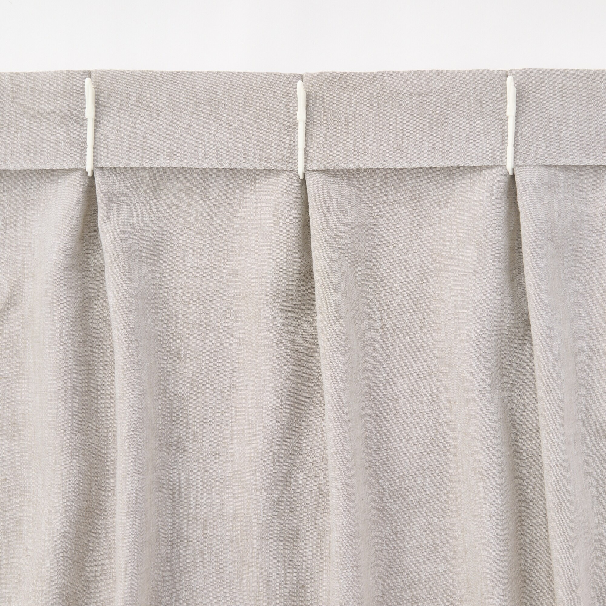 麻平織プリーツカーテン／オフ白