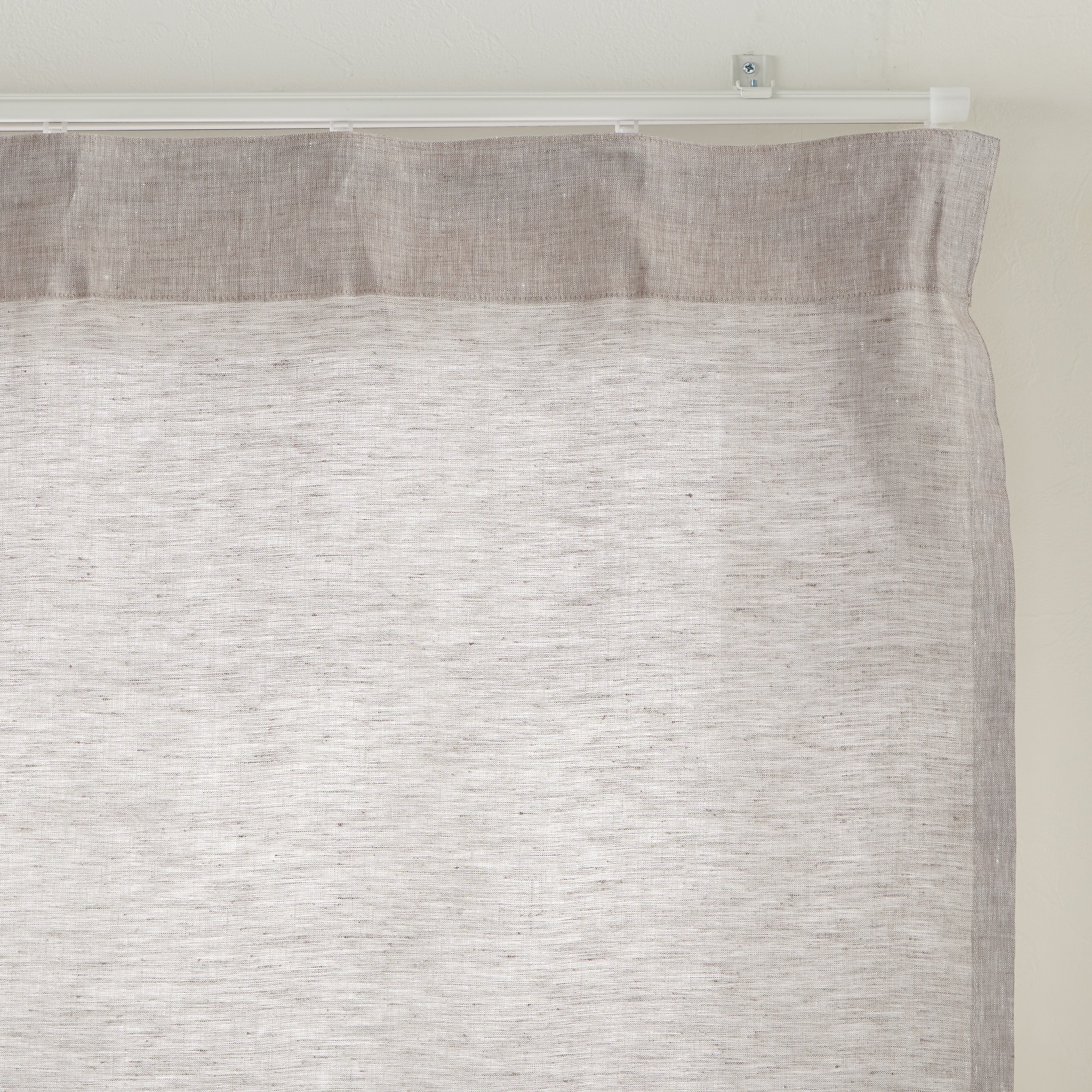 麻平織ノンプリーツカーテン／オフ白