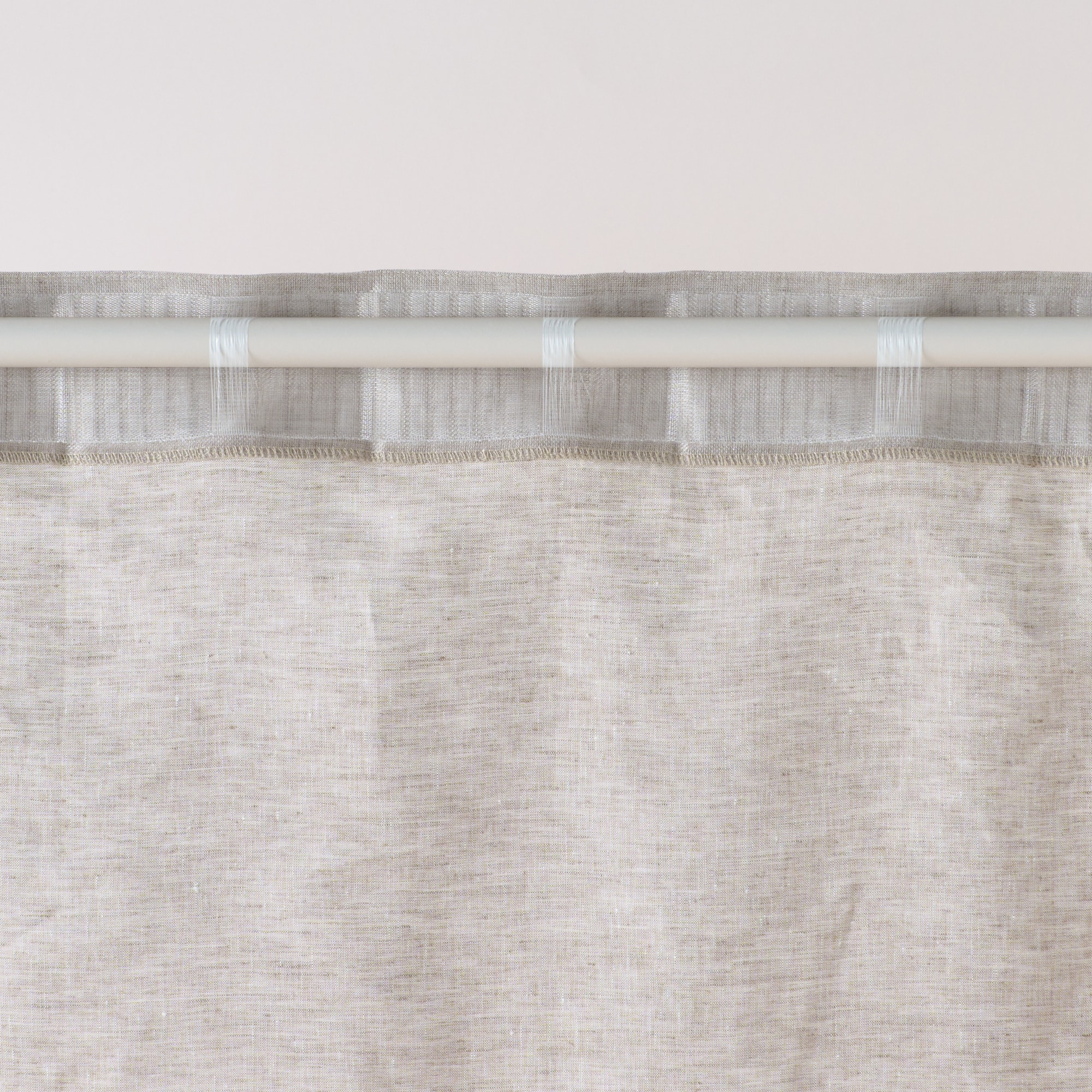 麻平織ノンプリーツカーテン／オフ白