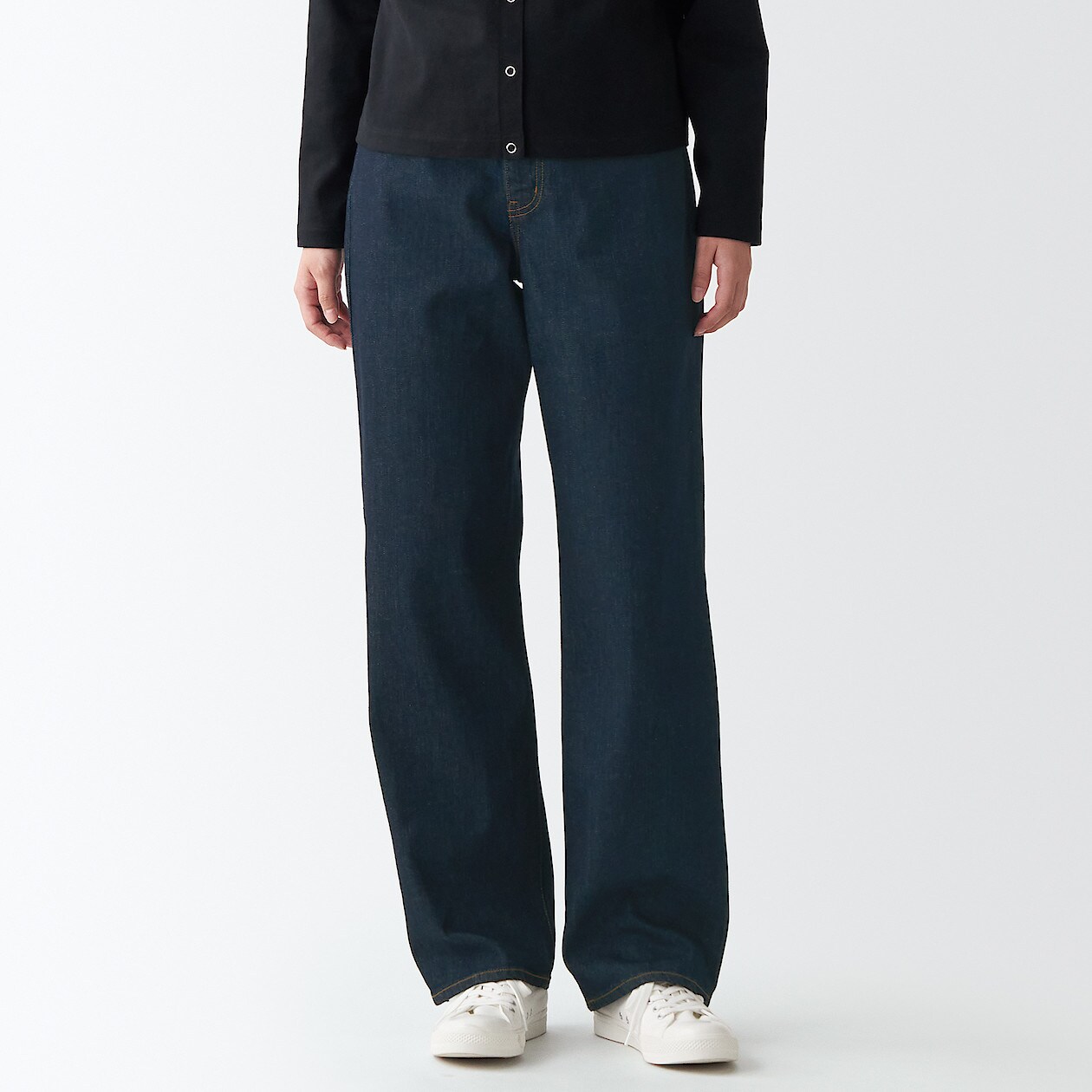 ストレッチデニムリラックスワイドパンツ 股下７７ｃｍ 婦人２５ ６３ ５ｃｍ ダークネイビー パンツ 婦人 レディース 通販 無印良品