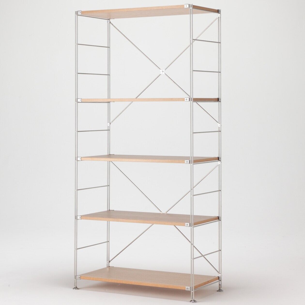 ステンレスユニットシェルフ　オーク材棚セット　ワイド　大