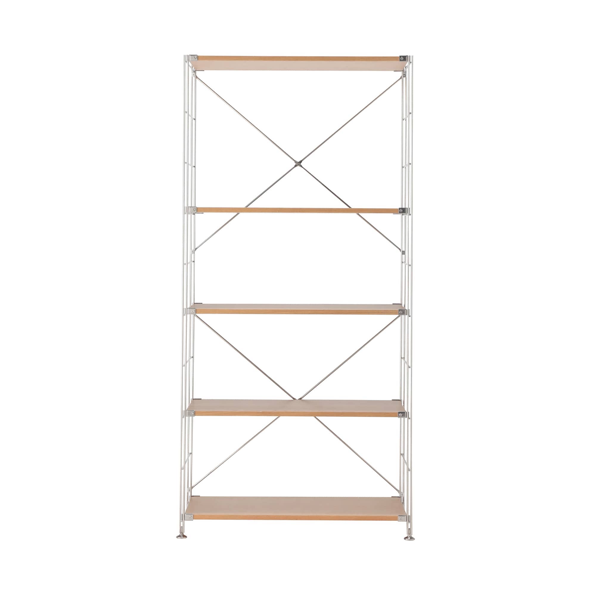 ステンレスユニットシェルフ　オーク材棚セット　ワイド　大