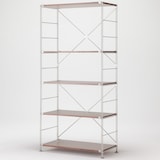 ステンレスユニットシェルフ　ウォールナット材棚セット　ワイド　大