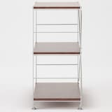 ステンレスユニットシェルフ　ウォールナット材棚セット　ワイド　小