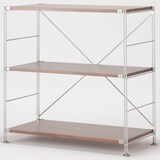 ステンレスユニットシェルフ　ウォールナット材棚セット　ワイド　小