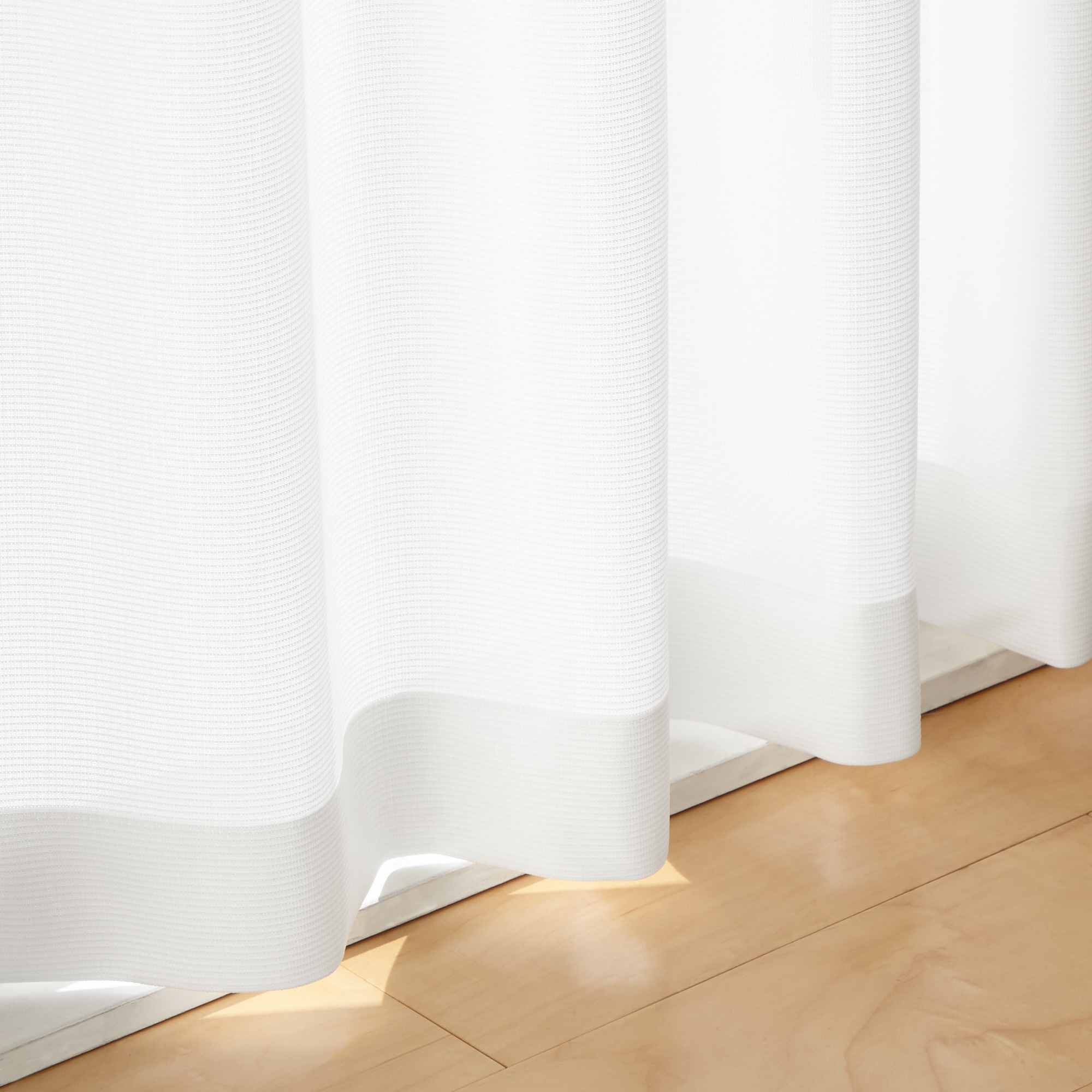 無印良品　熱を通しにくく透けにくいレースプリーツカーテン 熱を通しにくく透けにくいレースプリーツカーテン／オフ白