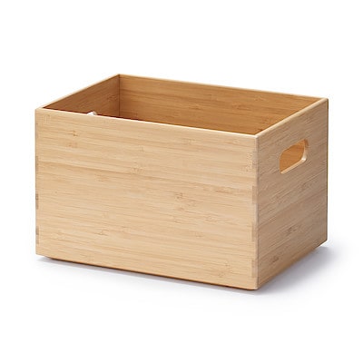 重なる竹材長方形ボックス　ハーフ　中　約幅２６×奥行１８．５×高さ１６．５ｃｍ