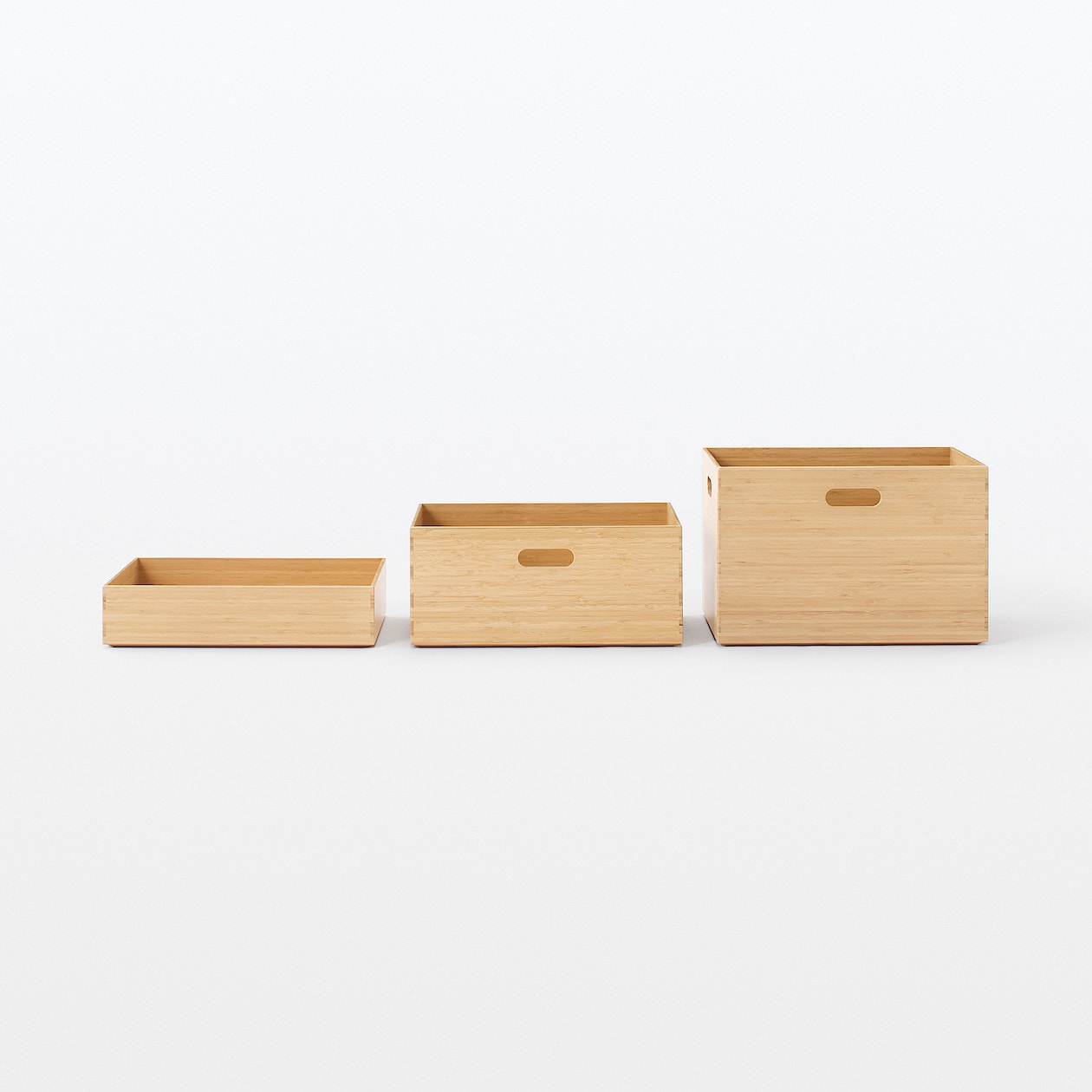 重なる竹材長方形ボックス　小