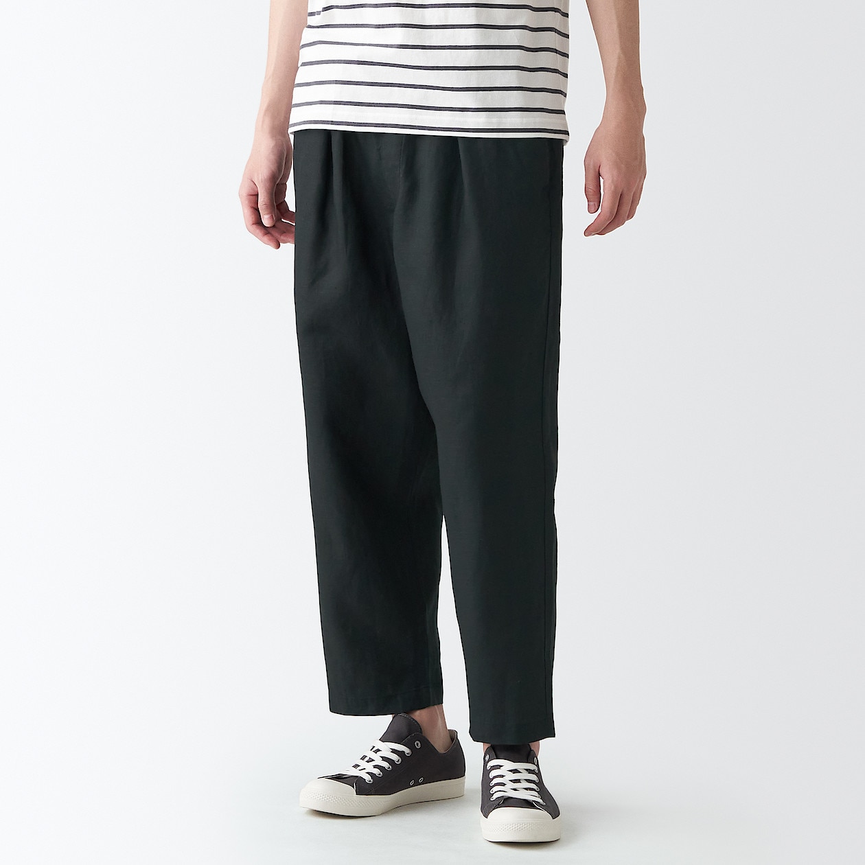 フレンチリネンワイドテーパードパンツ 紳士ｓ 黒 通販 無印良品