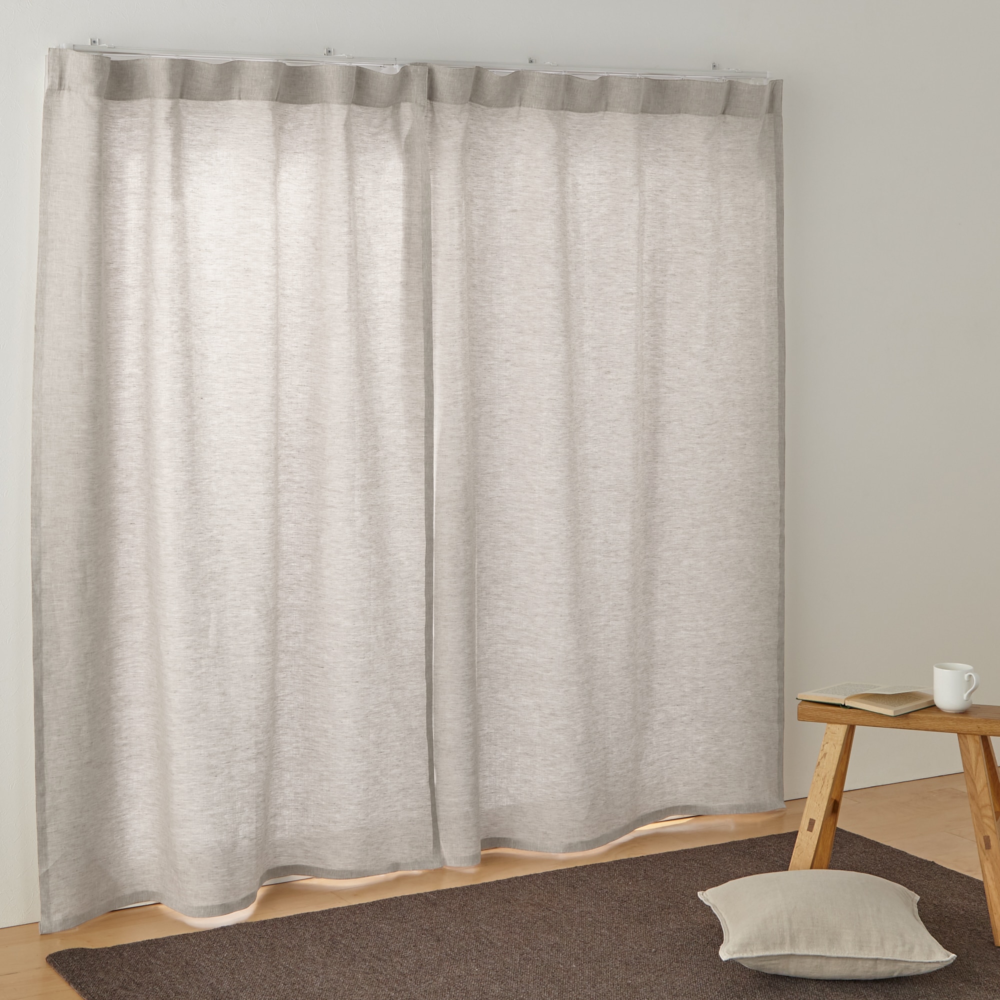 無印良品　麻平織りノンプリーツカーテン2枚セット100×178cm 無印良品 麻平織りノンプリーツカーテン2枚セット100×178cm