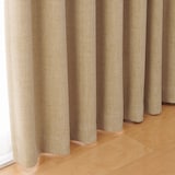ポリエステルマット織プリーツカーテン２倍ヒダ／遮光裏地付／マスタード