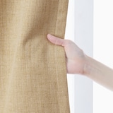 ポリエステルマット織プリーツカーテン２倍ヒダ／遮光裏地付／マスタード