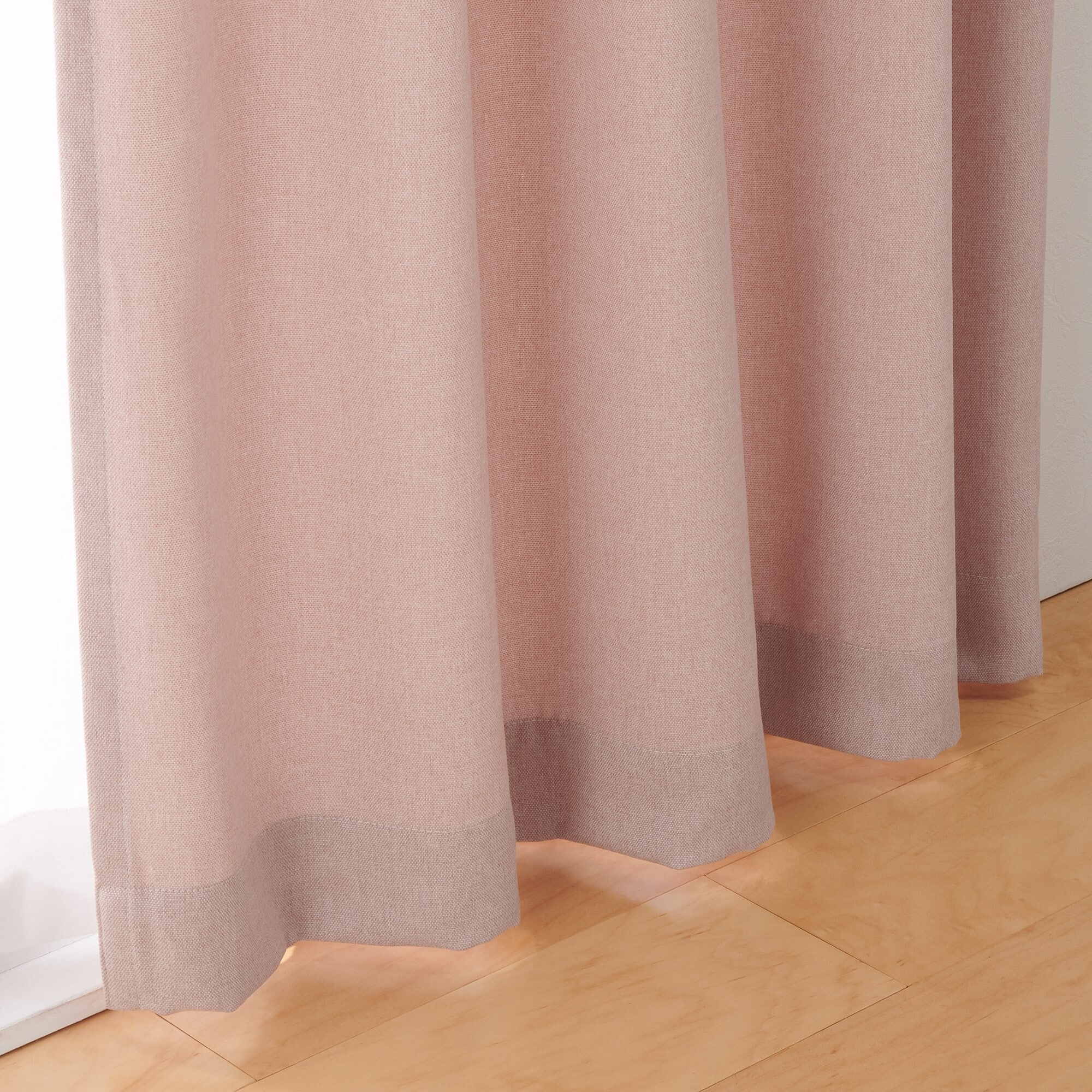 ポリエステルオックスノンプリーツカーテン／ピンク