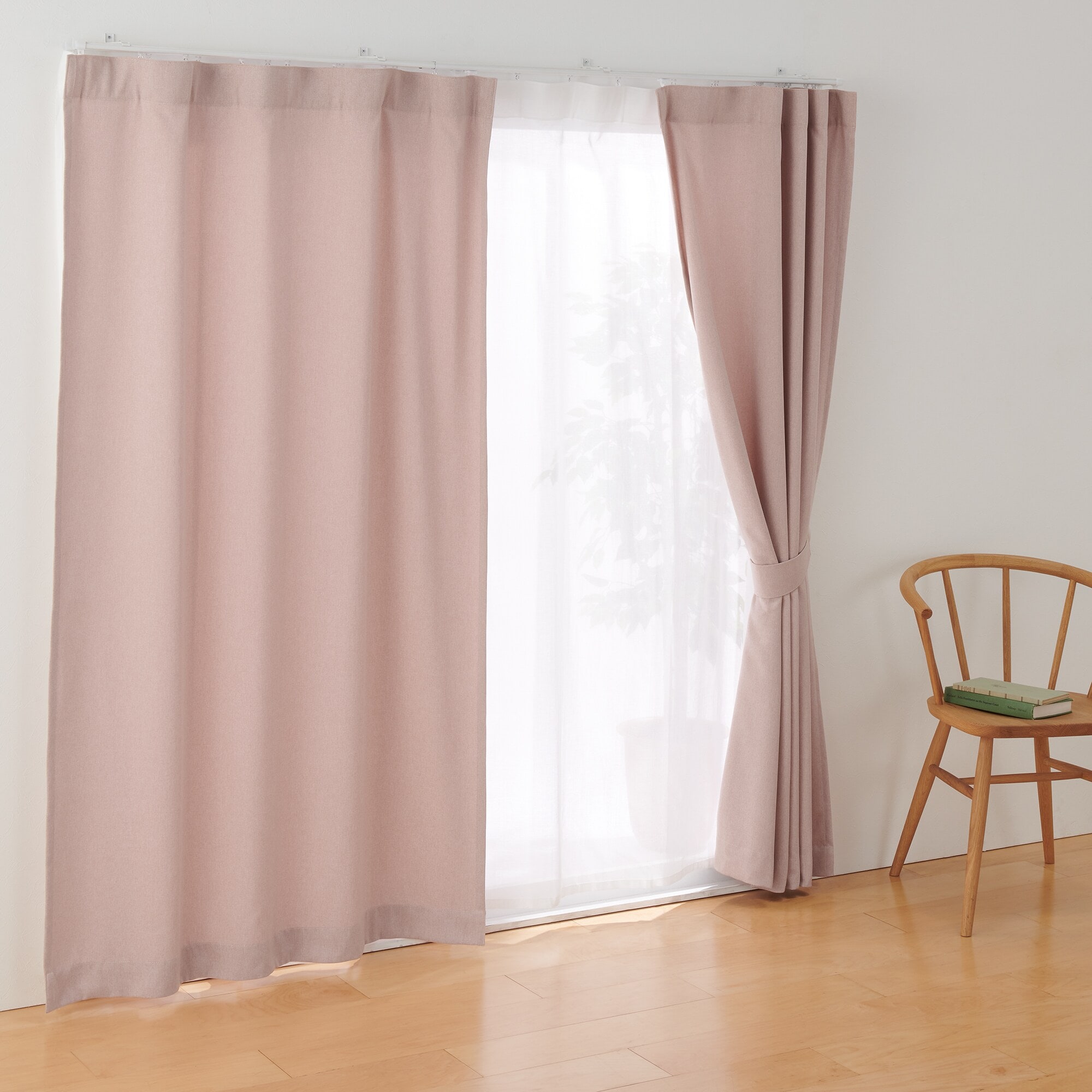 ポリエステルオックスノンプリーツカーテン／ピンク | 無印良品
