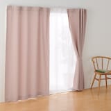 ポリエステルオックスノンプリーツカーテン／ピンク