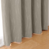 ポリエステルジャガード織波ノンプリーツカーテン／遮光裏地付／ベージュ