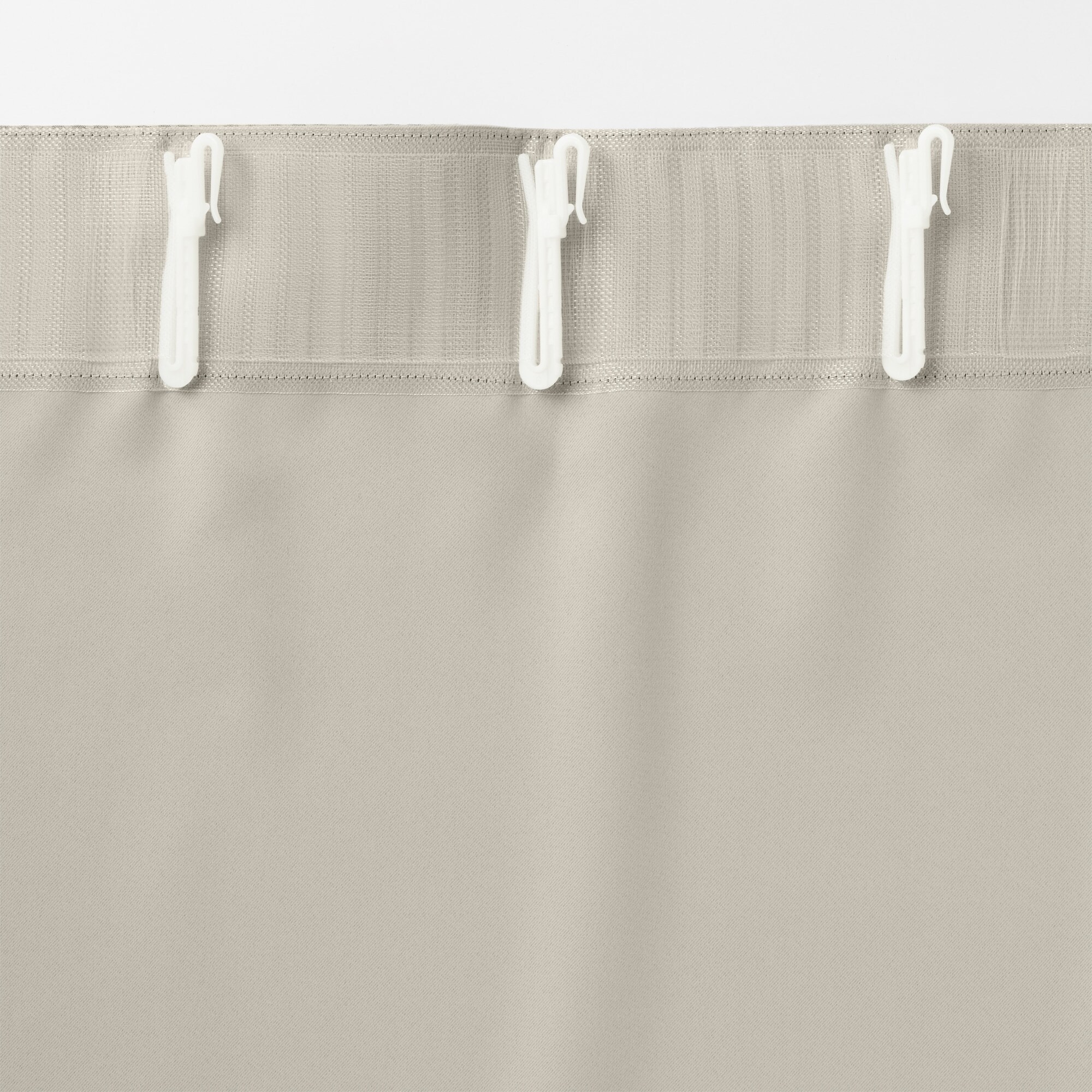 ポリエステルジャガード織波ノンプリーツカーテン／遮光裏地付／ベージュ