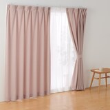ポリエステルオックスプリーツカーテン／ピンク