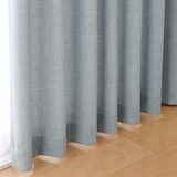 ポリエステルマット織プリーツカーテン２倍ヒダ／ライトブルー