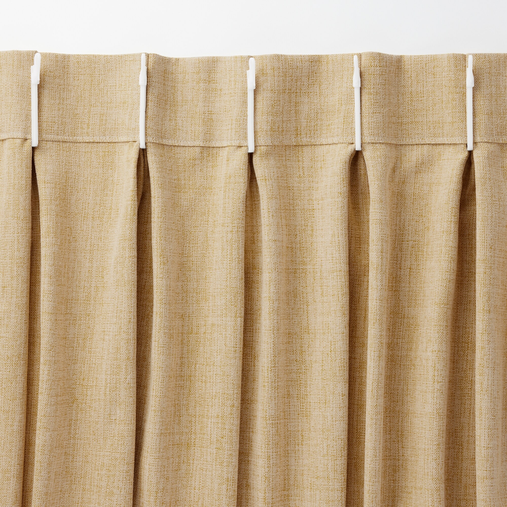 ポリエステルマット織プリーツカーテン２倍ヒダ／ライトブルー