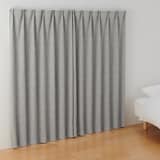 ポリエステルジャガード織波プリーツカーテン／遮光裏地付／グレー