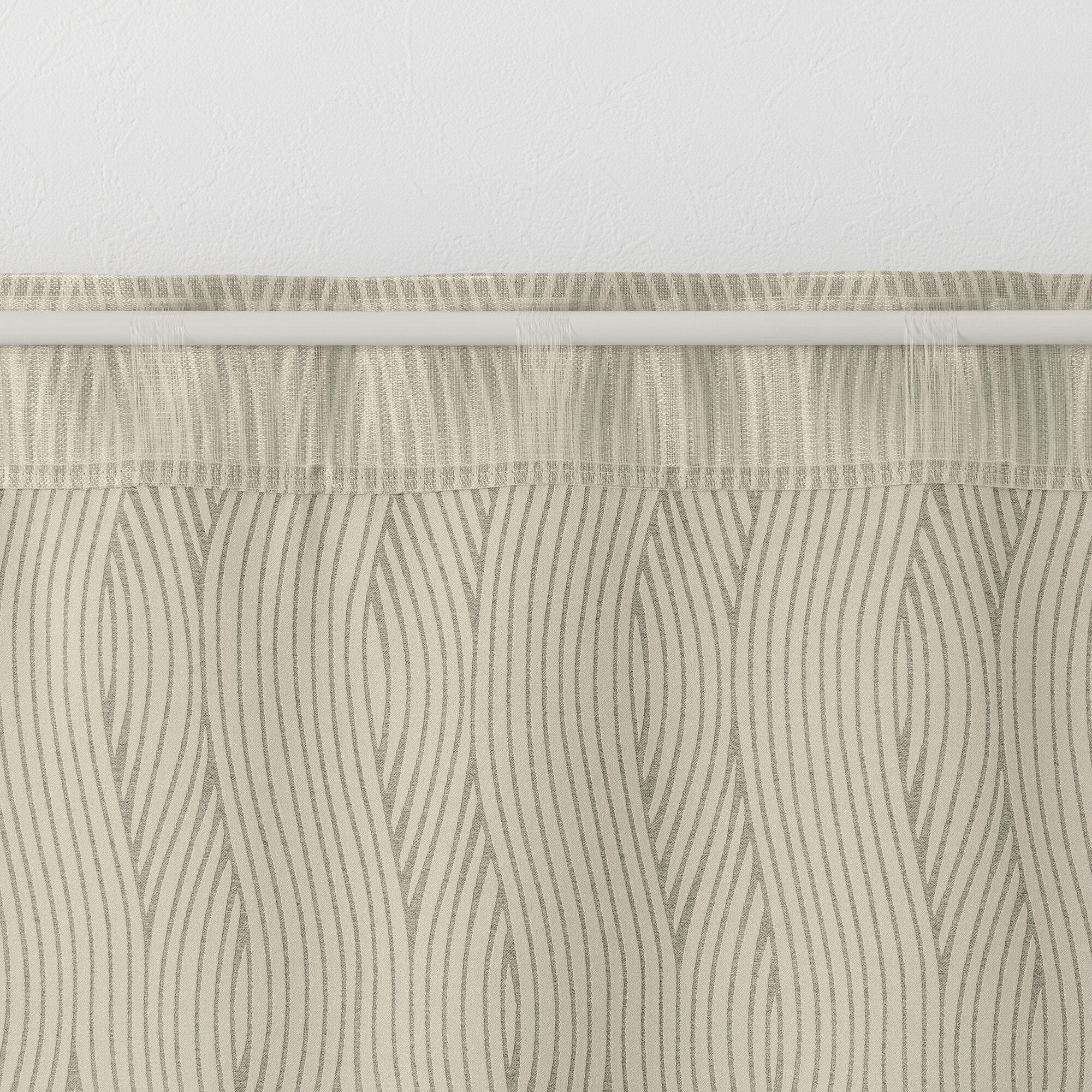 ポリエステルジャガード織波ノンプリーツカーテン／グレー