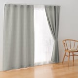 ポリエステルジャガード織波ノンプリーツカーテン／グレー