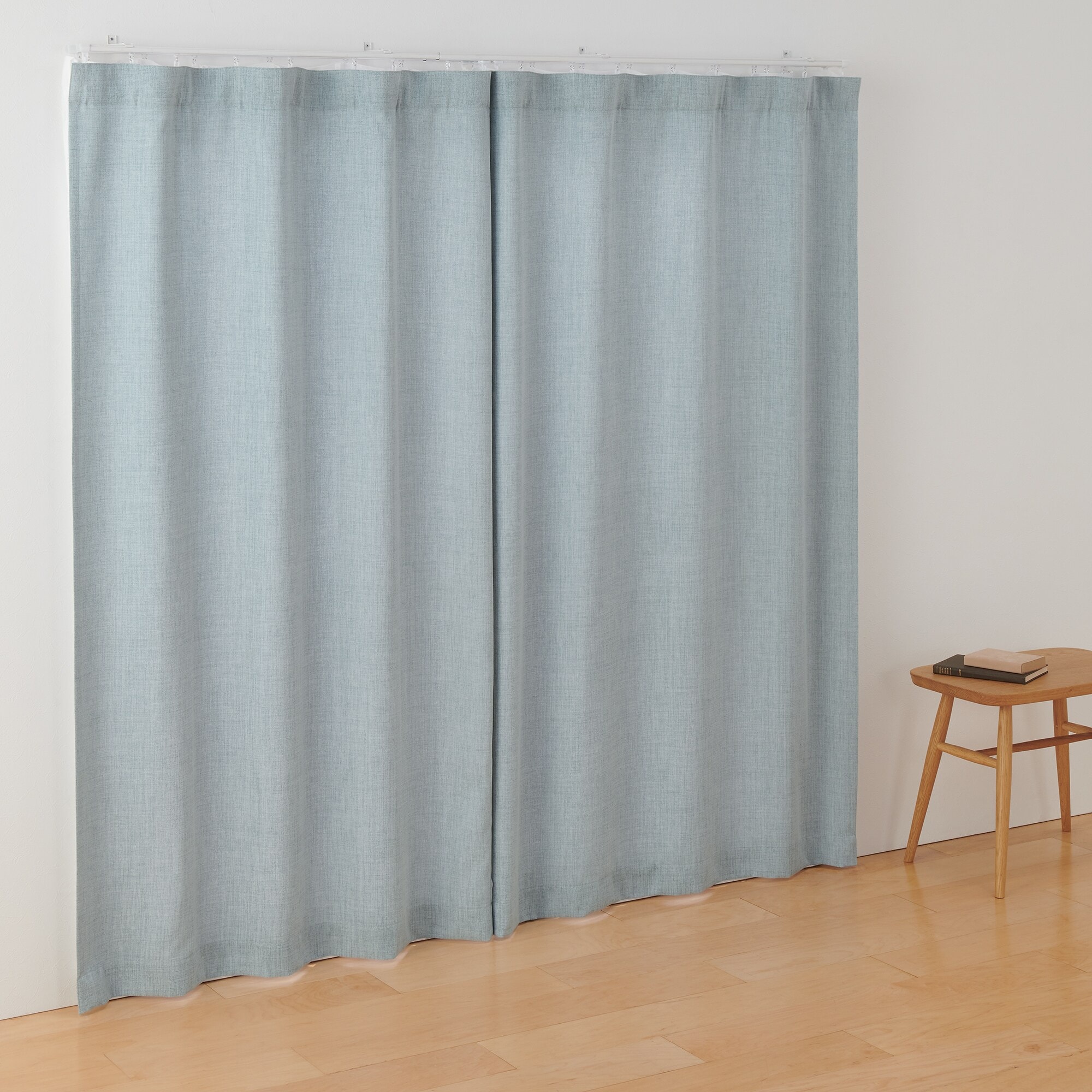 ポリエステルマット織ノンプリーツカーテン／ライトブルー | 無印良品