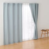ポリエステルマット織ノンプリーツカーテン／ライトブルー