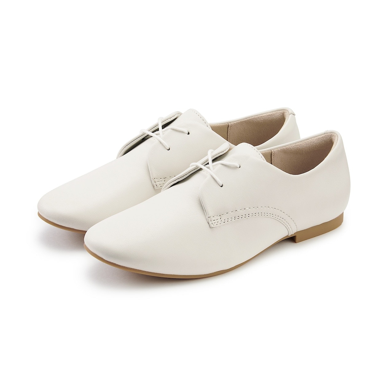 疲れにくい レザーシューズ 23．5cm・オフ白 フラットシューズ・カジュアルシューズ・パンプス 婦人・レディース 通販 無印良品