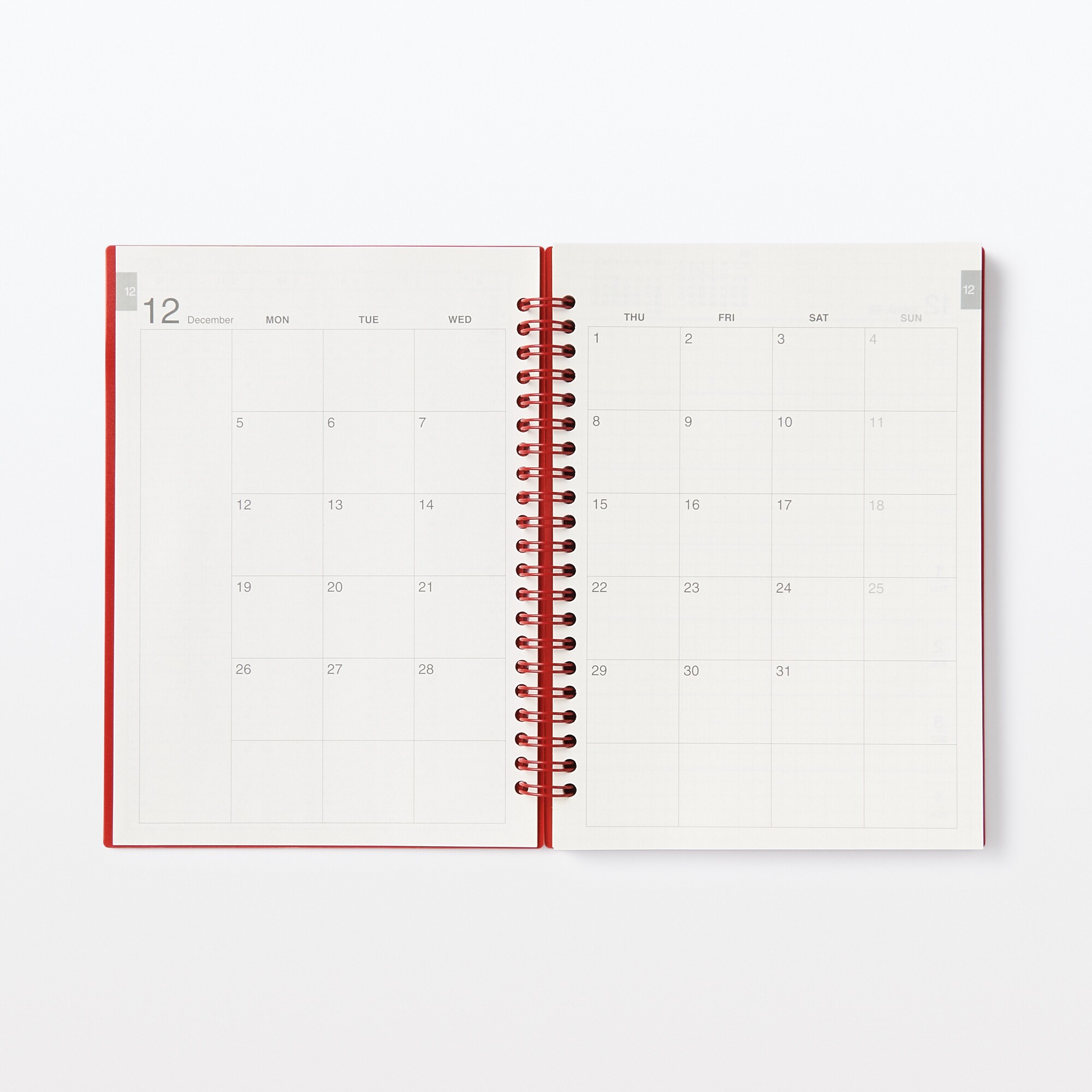 【Ｇ仕様】ポリプロピレンカバーマンスリーウィクリースケジュール　２２年１２月