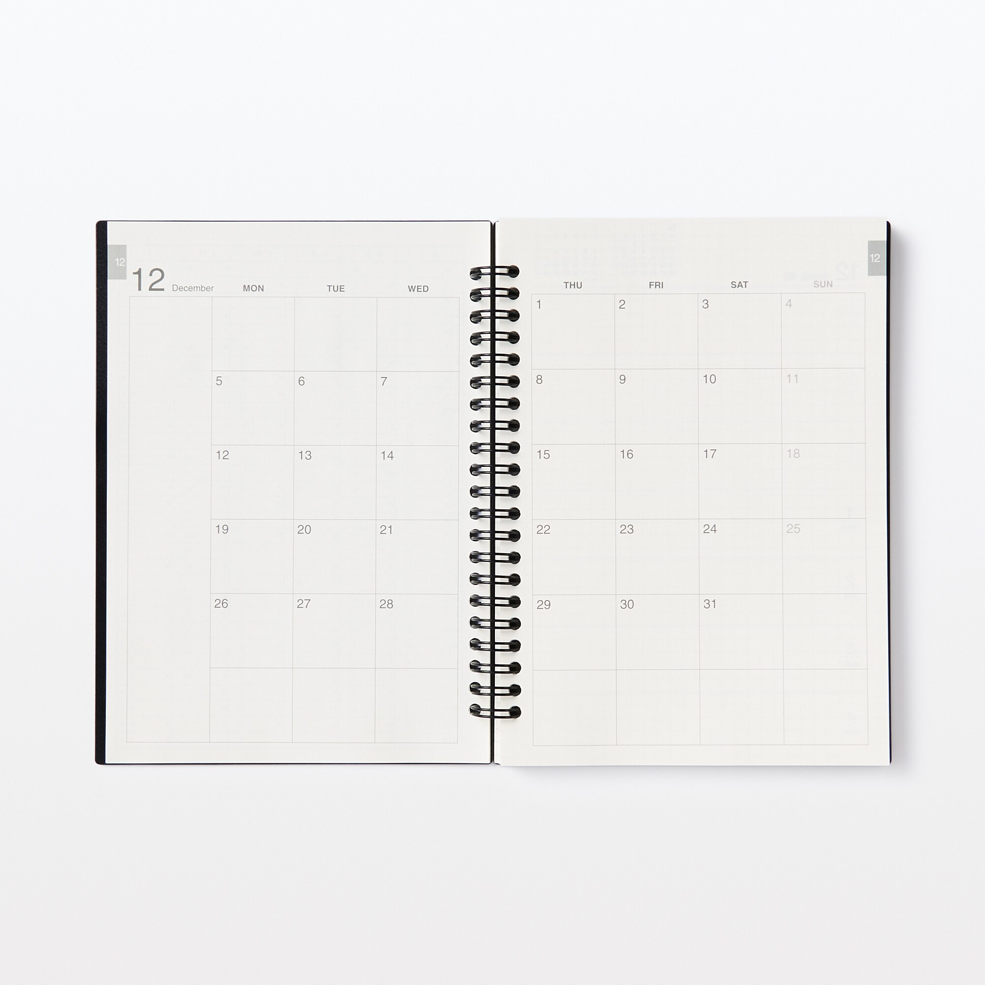 【Ｇ仕様】ポリプロピレンカバーマンスリーウィクリースケジュール　２２年１２月