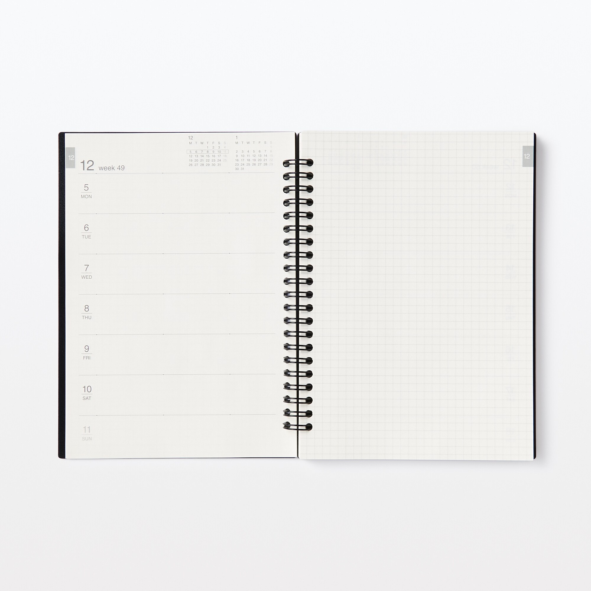 【Ｇ仕様】ポリプロピレンカバーマンスリーウィクリースケジュール　２２年１２月